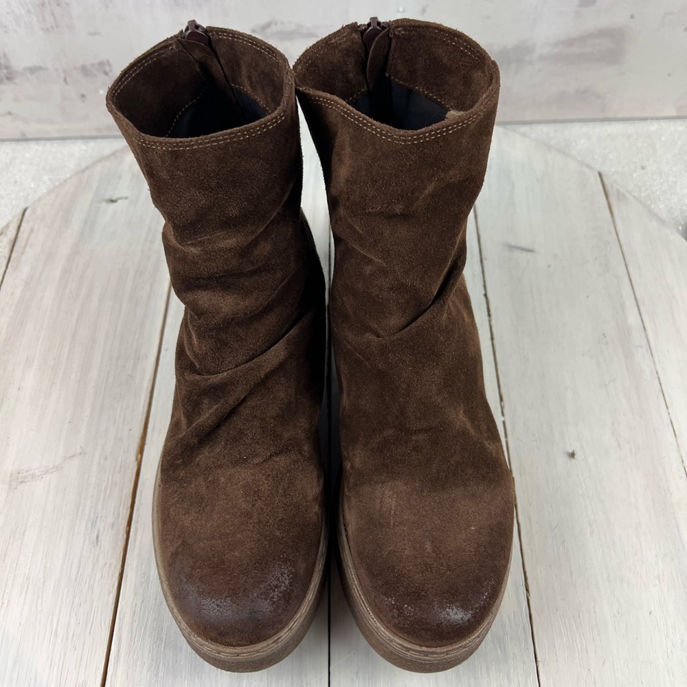 443tst Italian Project Suede Leather Brown Platfo… - image 8